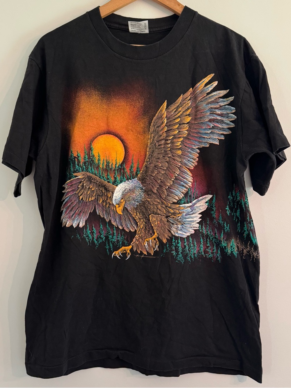 Vintage 90s Hazelwood Premo Eagle T-Shirt Large Made in USA Single Stitch